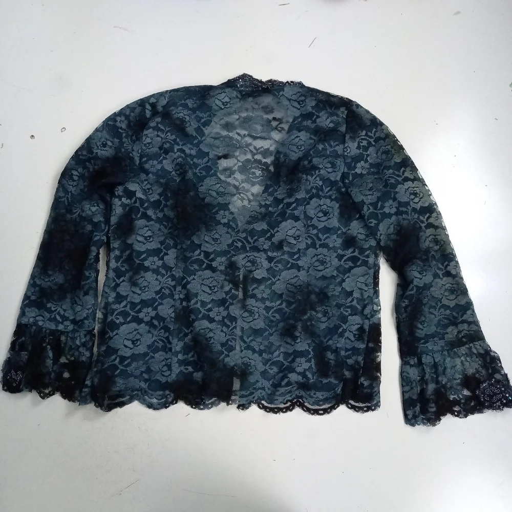 Anyhea Crawford vintage lace shirt jacket 16 - Picture 10 of 11